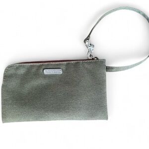 Bagallini Fabric Zipper Wristlet Green Red Trim NWOT
